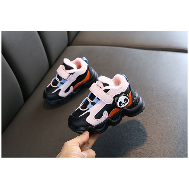 Adidasi negri cu roz imblaniti pentru fetite - Panda MDYY-2-2-p25