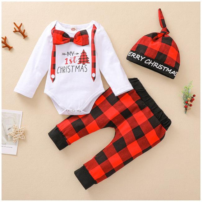 Costumas din 3 piese pentru baietei - Lovely Santa baby (Marime Disponibila: 0-3 luni) MDMS27