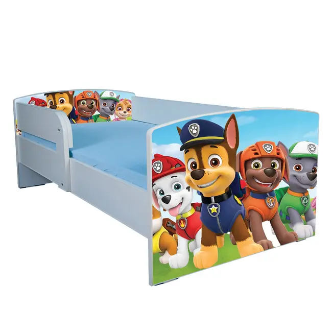 Pat Patrula Catelusilor Copii 2-12 Ani Cu Saltea SafeNest 160x80 Cm, Cu Protectie Laterala Detasabila Ptv1669