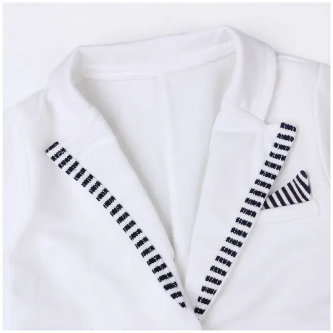 Salopeta eleganta cu sacou alb pentru bebelusi ADCC00251-H5.9-12 luni (Marimea 20 incaltaminte)