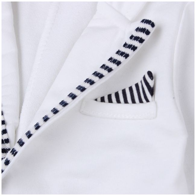 Salopeta eleganta cu sacou alb pentru bebelusi ADCC00251-H5.9-12 luni (Marimea 20 incaltaminte)