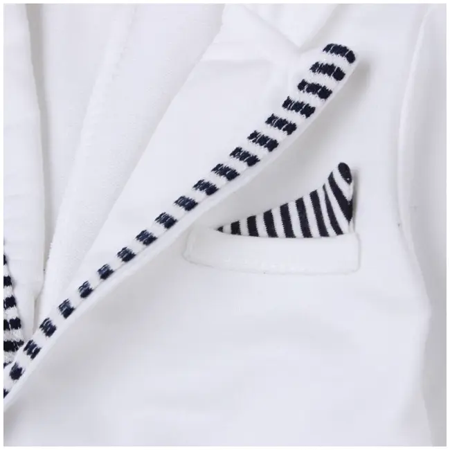 Salopeta eleganta cu sacou alb pentru bebelusi ADCC00251-H5.9-12 luni (Marimea 20 incaltaminte)