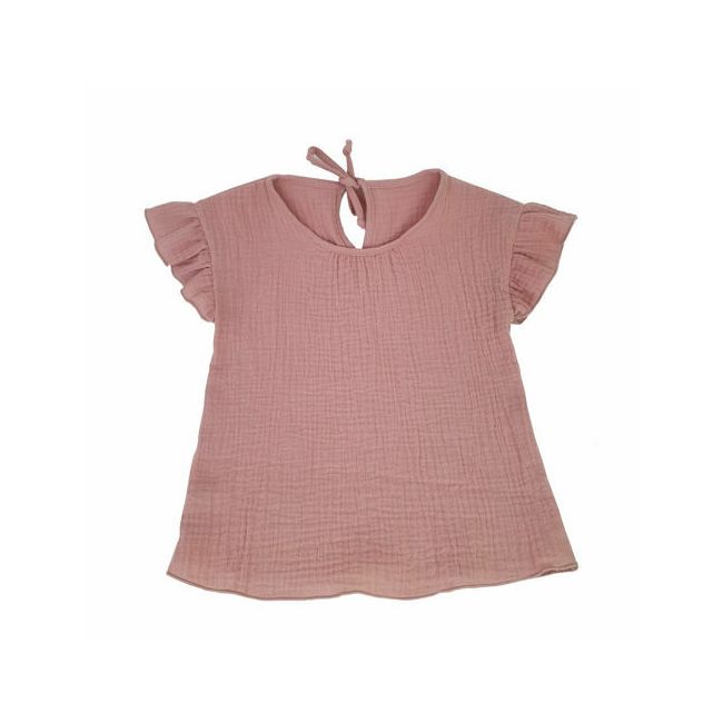 Bluza cu maneca scurta si volanase muselina fete Romantic Rose 2-3 ani KDETMV23RR