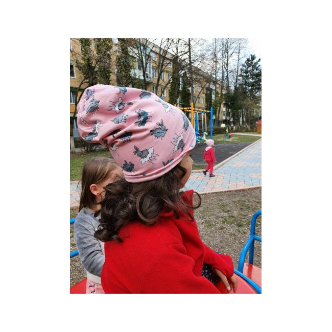 Caciula Bunny Pink, cu bordura, in strat dublu, 35-39 cm KDECDB36BUNP