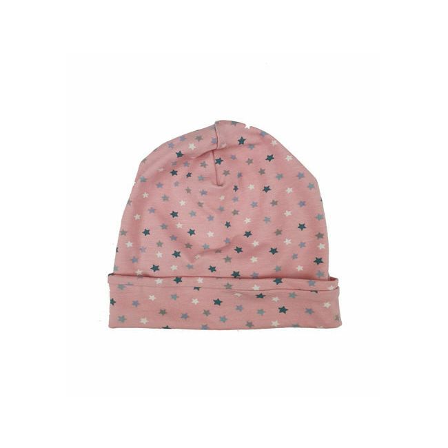 Caciula Pink Stars, cu bordura, in strat dublu, 35-39 cm KDECDB36PIST