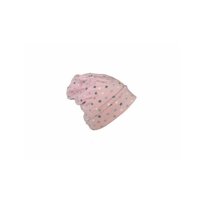 Caciula Pink Stars, cu bordura, in strat dublu, 41-45 cm KDECDB618PIST