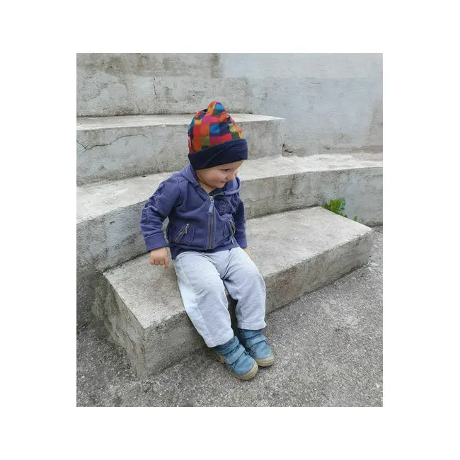 Caciula Blue Abstract, cu bordura, in strat dublu, 33-35 cm KDECD00AD