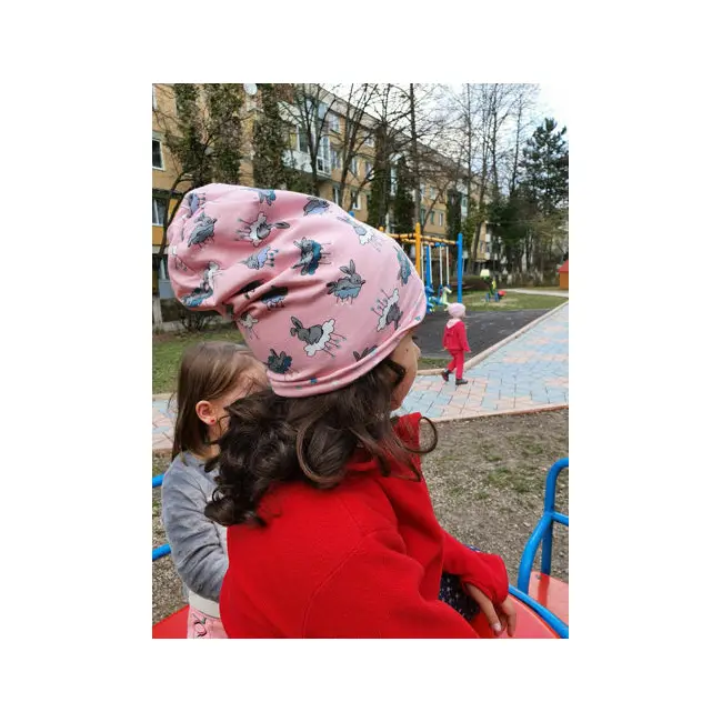 Caciula Bunny Pink, cu bordura, in strat dublu, 33-35 cm KDECDB00BUNP