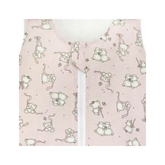 Sac de dormit copii, Loving Bear Pink, din bumbac, 130 cm, 0.8 tog - Primavara KDEPR13008LBP