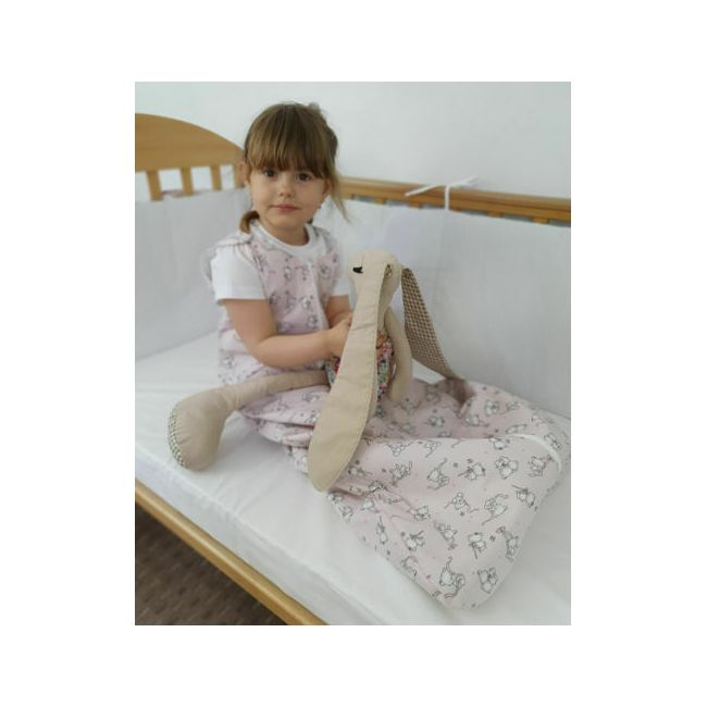 Sac de dormit copii, Loving Bear Pink, din bumbac, 95 cm, 0.8 tog - Primavara KDEPR9508LBP
