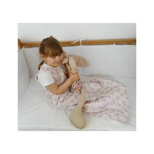 Sac de dormit copii, Loving Bear Pink, din bumbac, 85 cm, 0.5 tog - Vara KDEV8505LBP