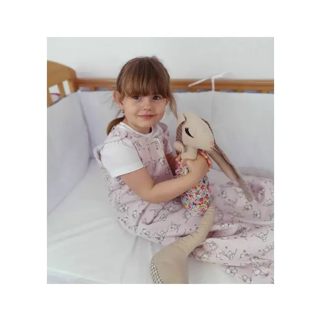 Sac de dormit copii, Loving Bear Pink, din bumbac, 85 cm, 0.5 tog - Vara KDEV8505LBP