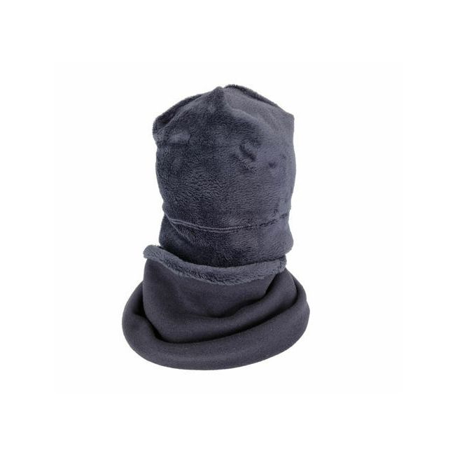 Set caciula cu protectie gat Fleece Navy pentru copii 6-18 luni, din bumbac KDECPF618NVY