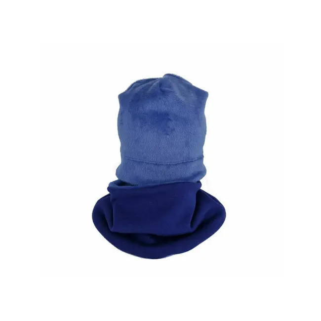 Set caciula cu protectie gat nou nascut Fleece Blue, din bumbac KDECPF00BLU
