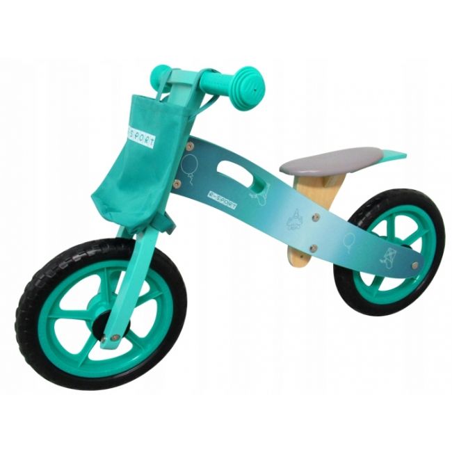 Bicicleta fara pedale din lemn cu roti din spuma eva r10 r-sport - turcoaz edeedits002green