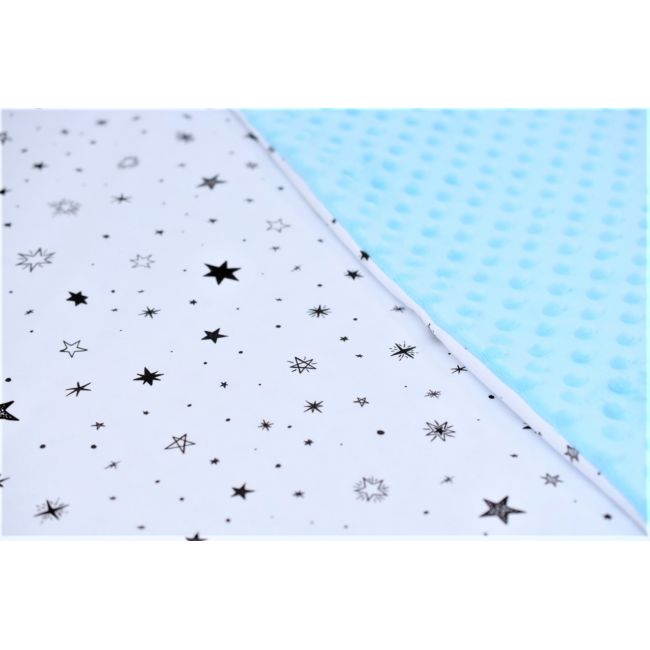 Lenjerie 3 piese patut  120x60 cm model stelute si plus minky bleu PFCC5729
