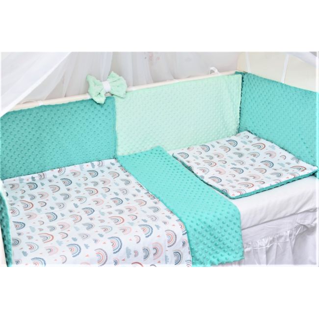 Lenjerie 3 piese patut 120x60 cm, model curcubee si plus turquoise PFCC8271