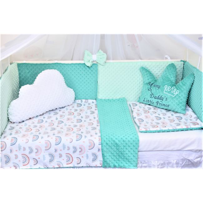 Lenjerie 3 piese patut 120x60 cm, model curcubee si plus turquoise PFCC8271