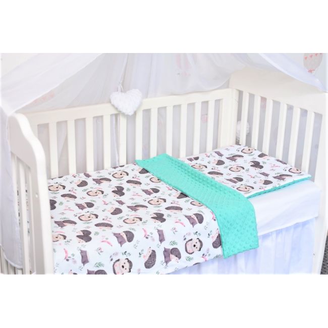 Lenjerie 3 piese patut 120x60 cm model arici si plus turquoise PFCC7795