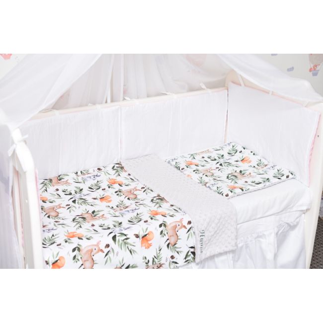Lenjerie 3 piese patut 120x60 cm model caprioare si plus gri PFCC7068