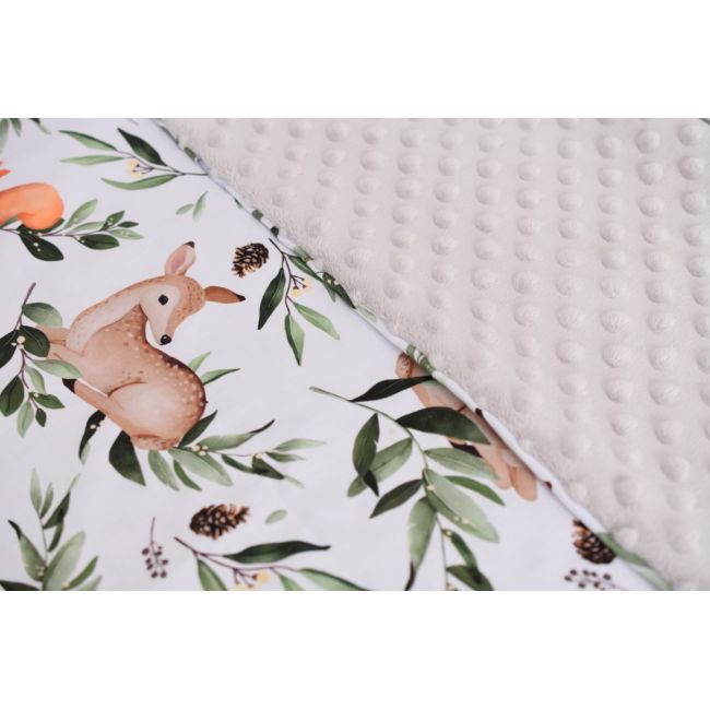 Lenjerie 3 piese patut 120x60 cm model caprioare si plus gri PFCC7068