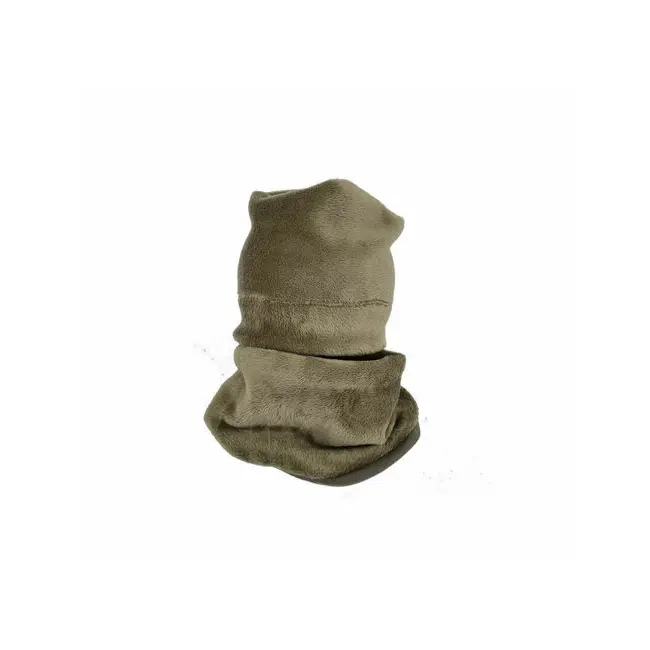 Set caciula cu protectie gat Fleece Kaki pentru copii 3-6 luni, din bumbac KDECPF36KAKI