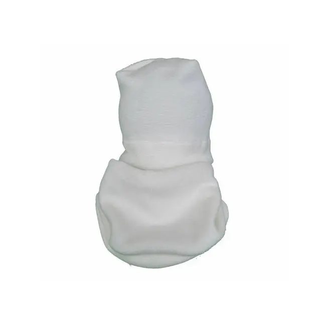 Set caciula cu protectie gat nou nascut Fleece Alb, din bumbac KDECPF00ALB