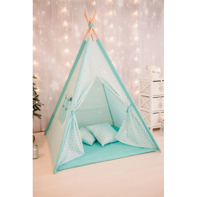 Cort de joaca, Gold Stars Teepee Mint, 110 x 110 MRD970
