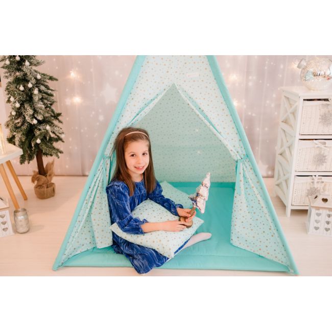 Cort de joaca, Gold Stars Teepee Mint, 110 x 110 MRD970