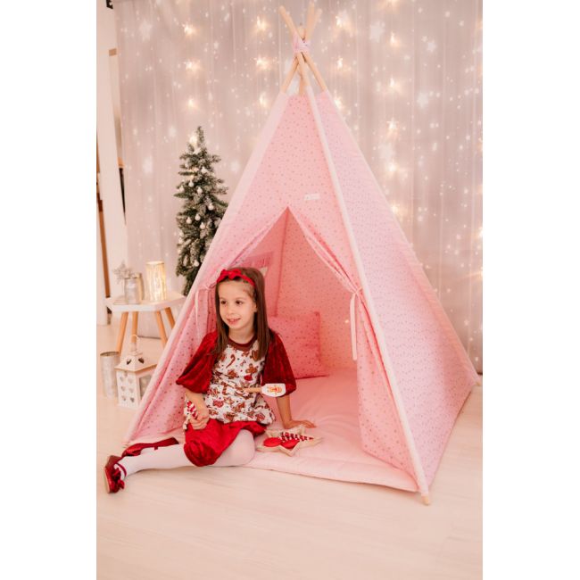 Cort de joaca, Gold Stars Teepee Pink, 110 x 110 MRD971