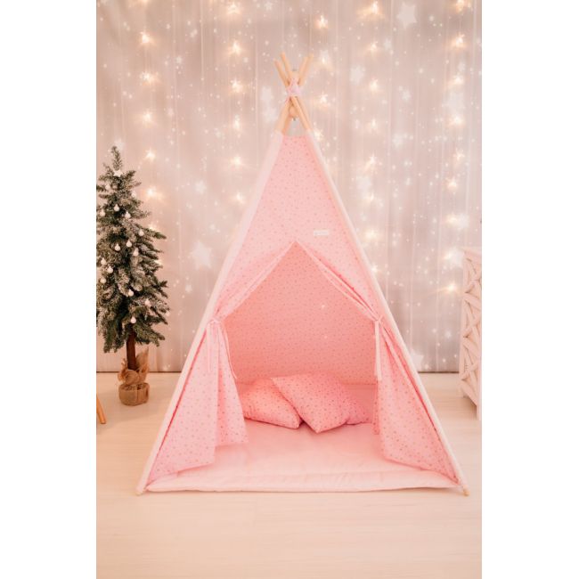 Cort de joaca, Gold Stars Teepee Pink, 110 x 110 MRD971