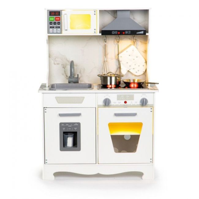Bucatarie din lemn cu sunete, lumini si accesorii, ecotoys tl10181 edeeditl10181