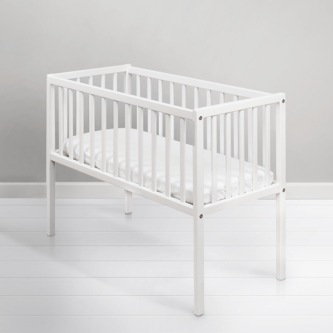 Patut Mic, Co-sleeping Din Lemn, Classic Alb 90 X 40 Cm Pjbbedside_alb