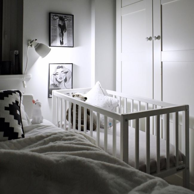 Patut Mic, Co-sleeping Din Lemn, Classic Alb 90 X 40 Cm Pjbbedside_alb