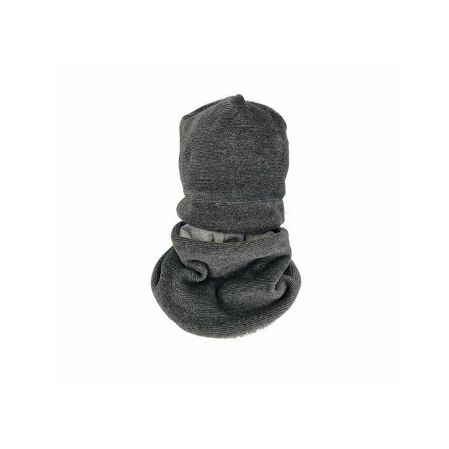 Set caciula cu protectie gat Fleece Gray pentru copii 6-18 luni, din bumbac KDECF618GR