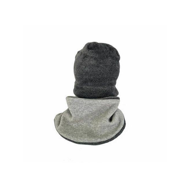 Set caciula cu protectie gat Fleece Gray pentru copii 6-18 luni, din bumbac KDECF618GR