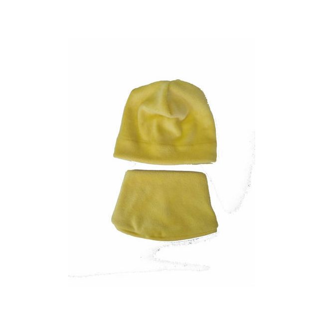 Set caciula cu protectie gat nou nascut Fleece Galben, din bumbac KDECPF00GLB