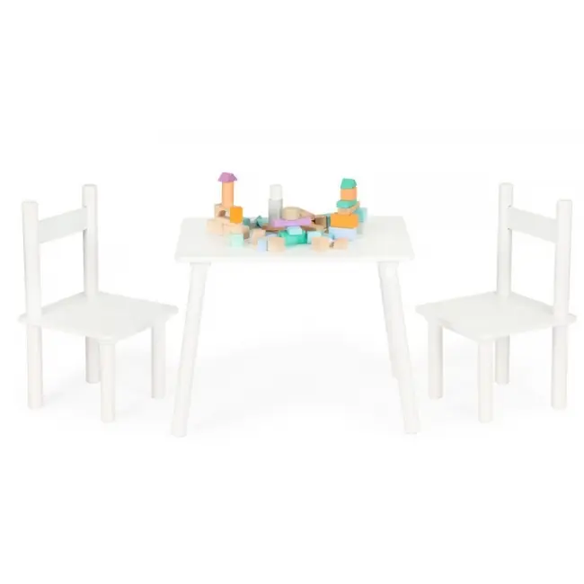 Set de masa cu doua scaune pentru copii ecotoys esc-w-0288a - alb edeediesc-w-0288a