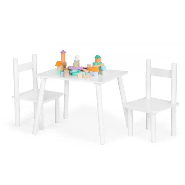 Set de masa cu doua scaune pentru copii ecotoys esc-w-0288a - alb edeediesc-w-0288a