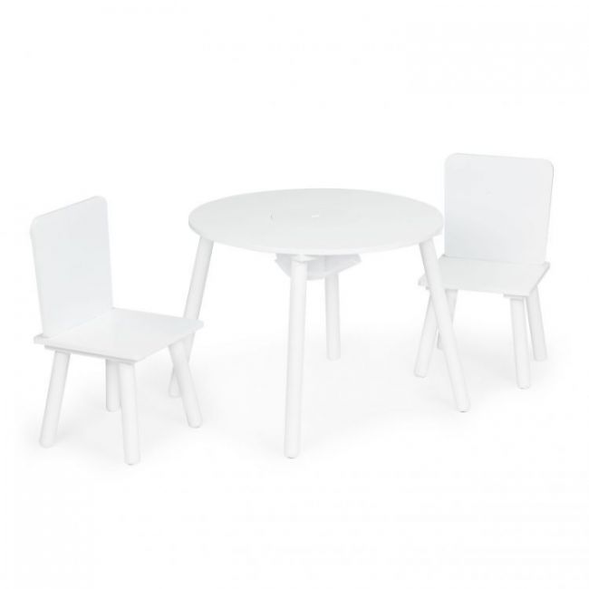 Set de masa cu doua scaune pentru copii si loc de depozitare jucarii ecotoys wh135 - alb edeediwh135