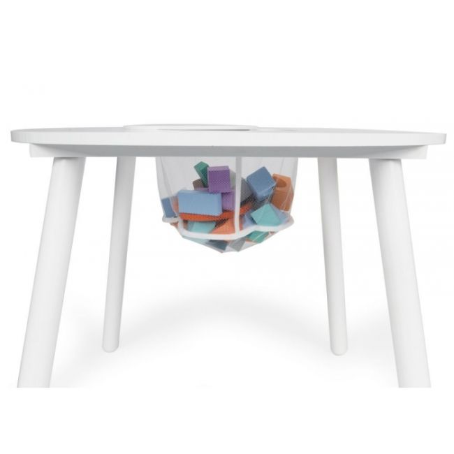 Set de masa cu doua scaune pentru copii si loc de depozitare jucarii ecotoys wh135 - alb edeediwh135