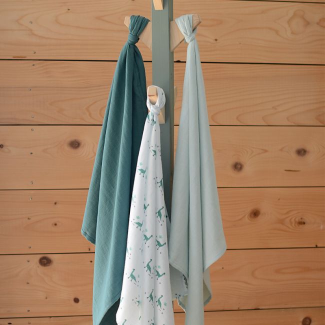 Set 3 Museline Beaba bumbac organic 70x70 cm Jurassic Green ERF3384349203450