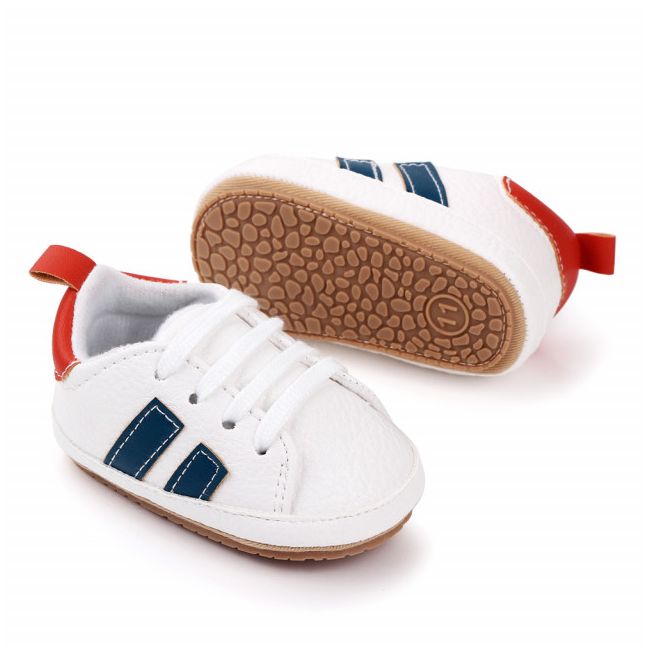 Adidasi albi cu dungi bleumarine si insertie portocalie MDd2547-1-p29
