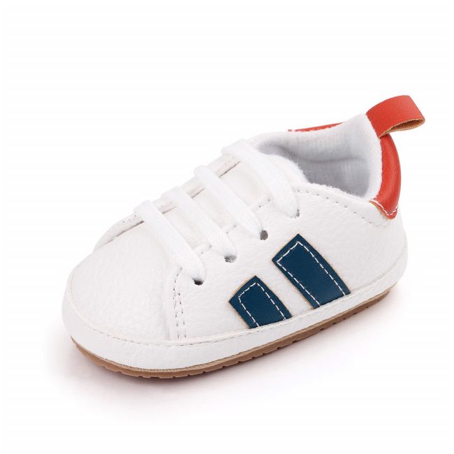 Adidasi albi cu dungi bleumarine si insertie portocalie MDd2547-1-p29
