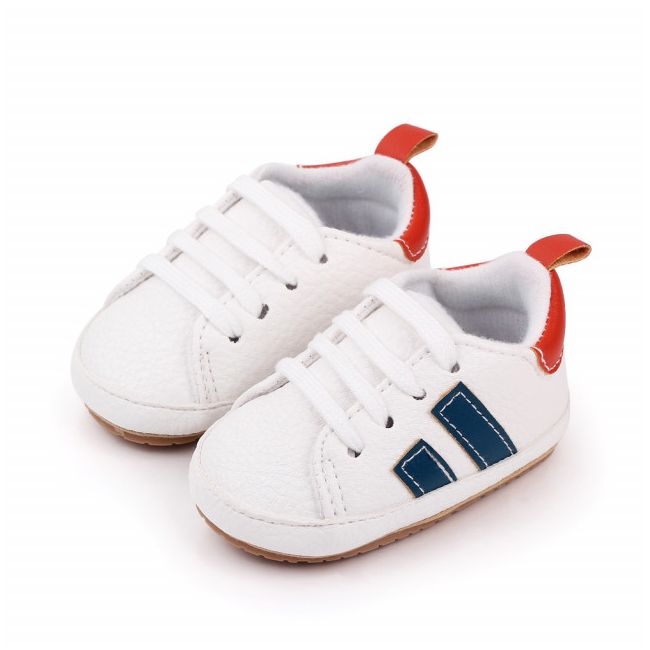 Adidasi albi cu dungi bleumarine si insertie portocalie MDd2547-1-p29