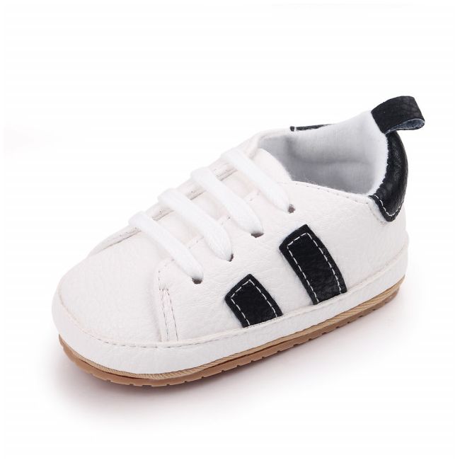 Adidasi albi cu dungi laterale negre MBd2547-5-sa1