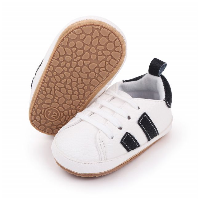 Adidasi albi cu dungi laterale negre MBd2547-5-sa1