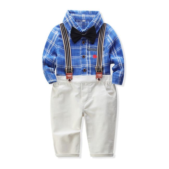 Costum pentru baietei cu papion si camasuta albastra ADtzb0493-1-H8.2 ani