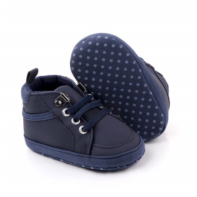 Ghetute bleumarine cu sireturi pentru baietei MBd2349-3-sa3.3-6 luni (Marimea 18 incaltaminte)