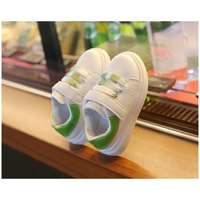 Adidasi albi cu insertie verde din lac MB606-3-p32